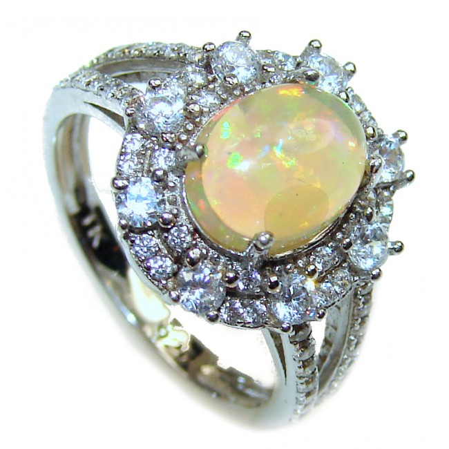EVOLUTIONARY WONDER Genuine Ethiopian Opal .925 Sterling Silver handmade Ring size 8 1/4