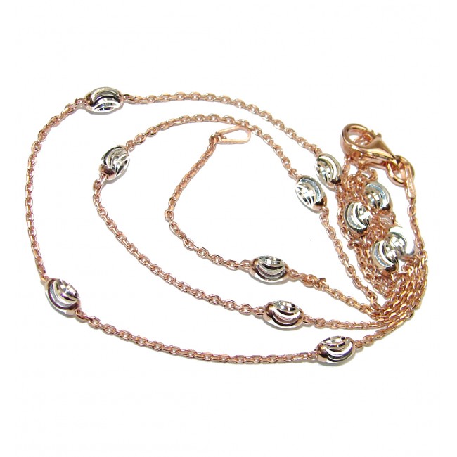 Anchor Rose Gold over Sterling Silver Chain with beads 18'' long, 2 mm wide