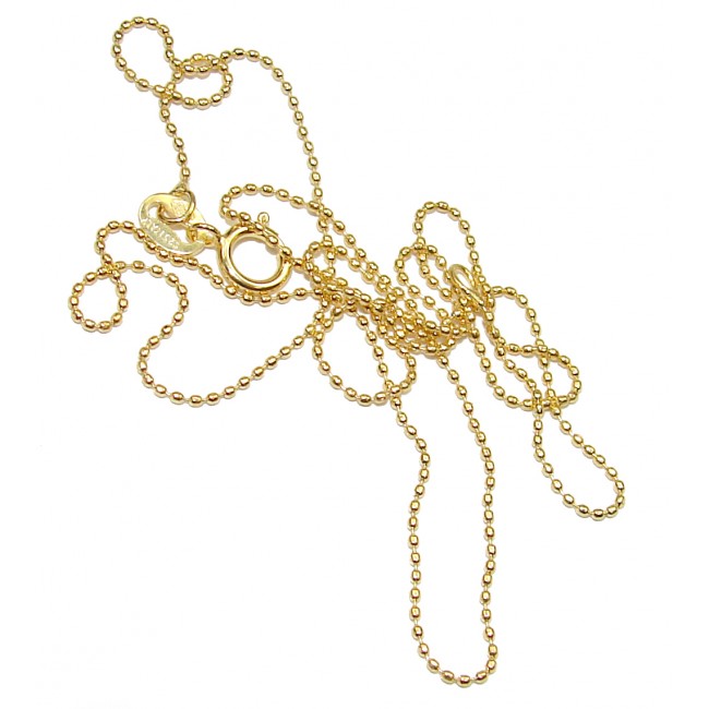 Golden Beads yellow Gold over Sterling Silver Chain 18'' long, 0.5 mm wide
