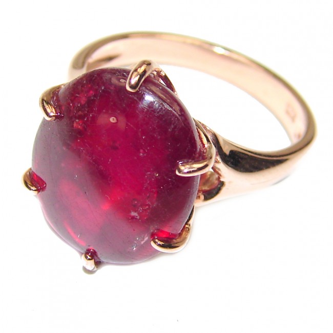 Genuine Ruby 18K Rose Gold over .925 Sterling Silver handcrafted Statement Ring size 5 3/4