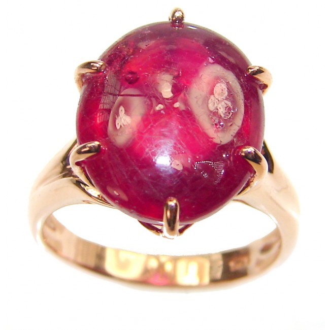 Genuine Ruby 18K Rose Gold over .925 Sterling Silver handcrafted Statement Ring size 5 3/4