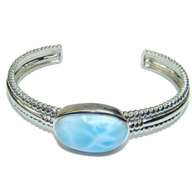 Real Beauty of Nature Blue Larimar .925 Sterling Silver handcrafted huge Bracelet / Cuff