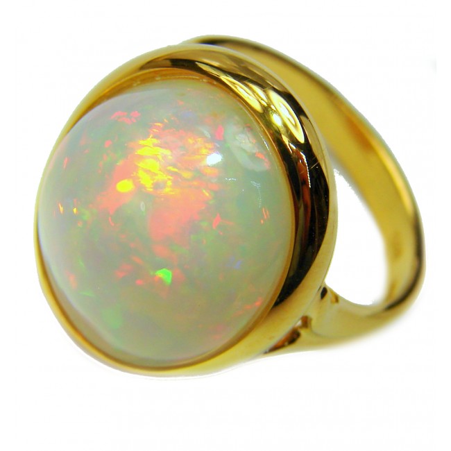 VEGAS LIGHTS 27ct Ethiopian Opal 18k yellow Gold over .925 Sterling Silver handcrafted ring size 7 1/4