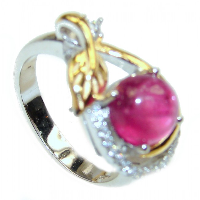 Royal quality unique Ruby 14K Gold over .925 Sterling Silver handcrafted Ring size 7 1/4