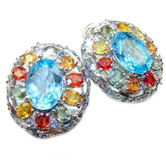 Great Swiss Blue Topaz .925 Sterling Silver handcrafted earrings