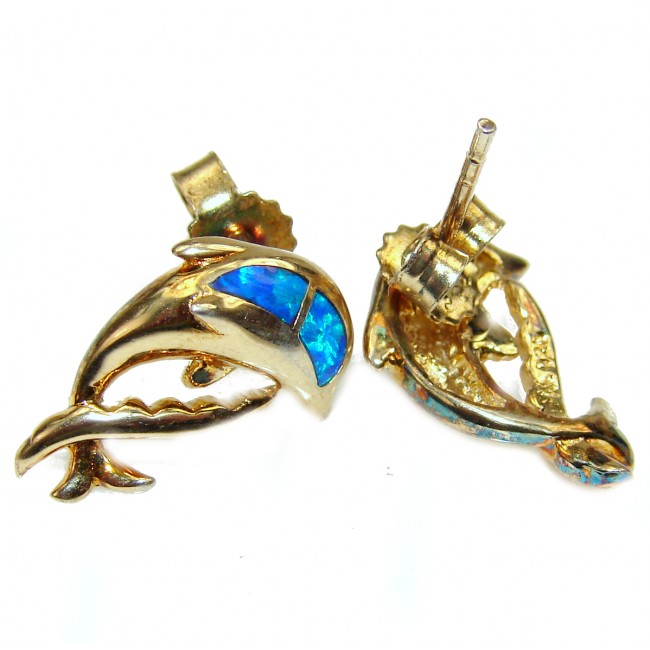 Dolphin Doublet Opal .925 Sterling Silver handmade earrings