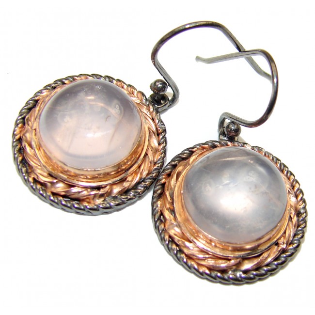 Authentic Rose Quartz .925 Sterling Silver handmade earrings