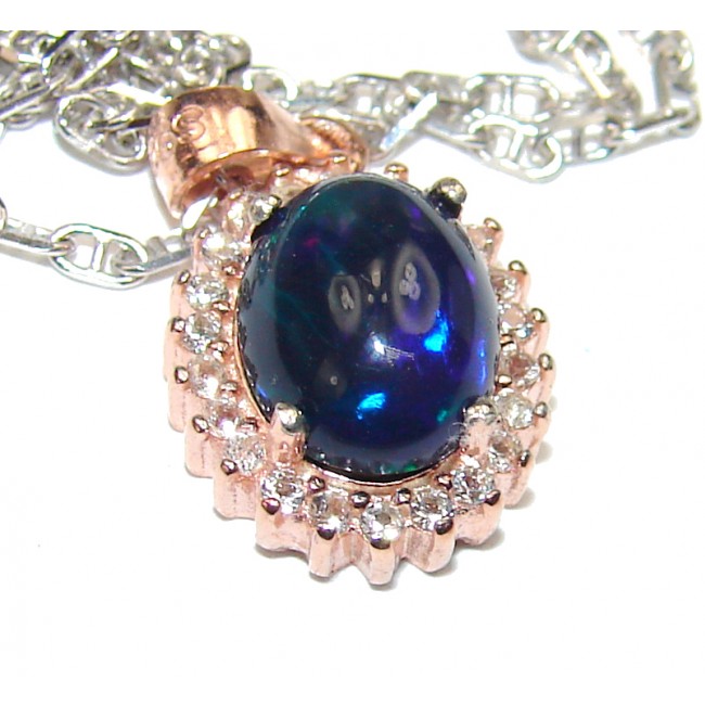 Black Opal .925 Sterling Silver handmade Necklace