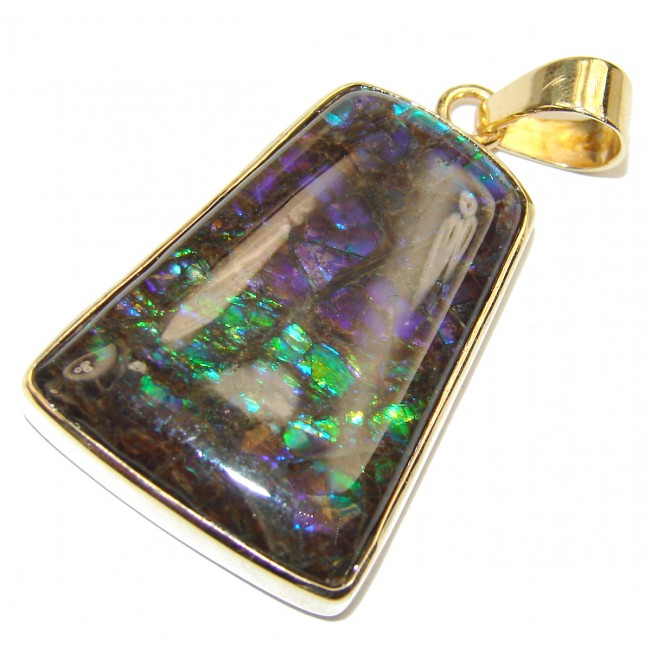 One of the kind genuine Canadian Ammolite 14K Gold over .925 Sterling Silver handcrafted Pendant