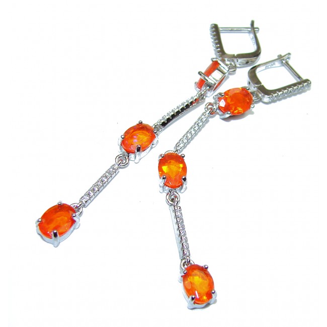 Dazzling natural Mexican Fire Opal .925 Sterling Silver handcrafted earrings