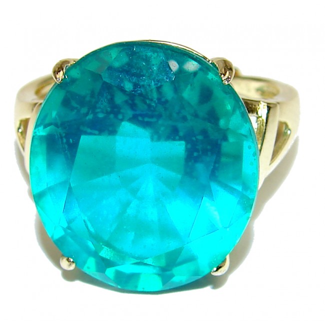 Authentic green Topaz 14K Gold over .925 Sterling Silver handmade Ring size 8 adjustable