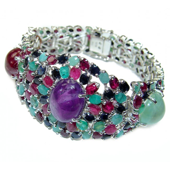 Marvels Luxury Authentic Ruby Amethyst .925 Sterling Silver handmade Bracelet