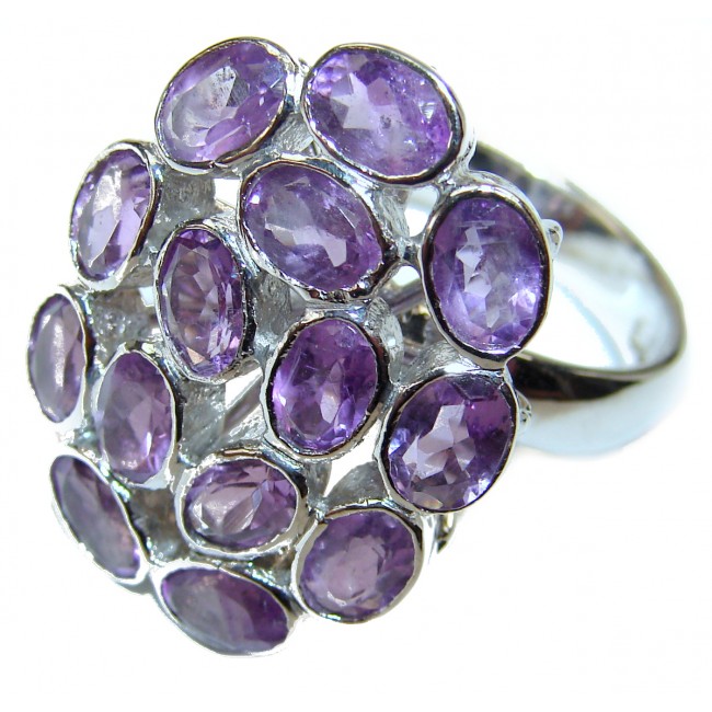 Vintage Style Amethyst .925 Sterling Silver handmade Cocktail Ring s. 8 3/4