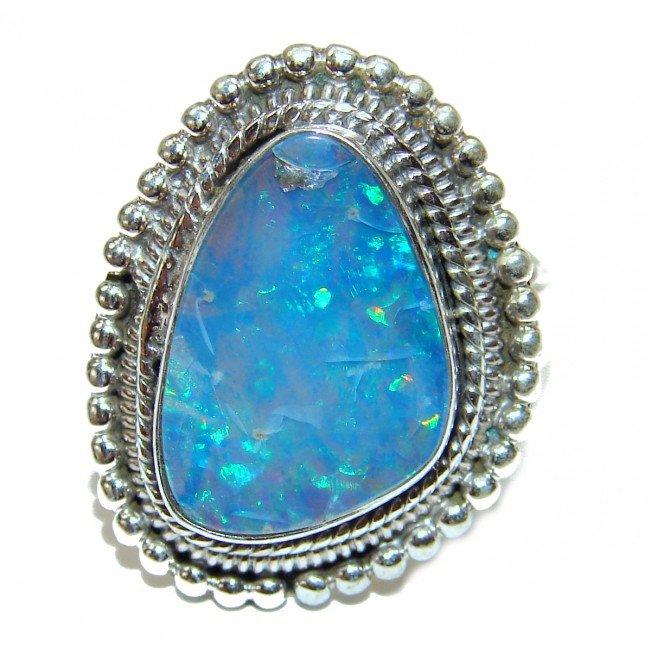 Genuine AUSTRALIAN opal .925 Sterling Silver handcrafted Ring size 8
