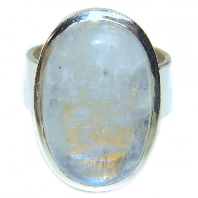 Fire Moonstone .925 Sterling Silver handmade ring s. 7 1/4