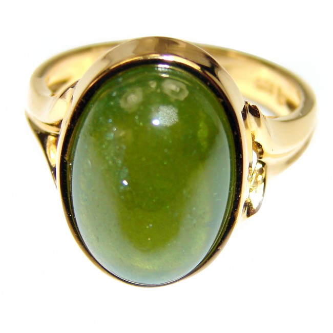 Authentic 14ct Green Tourmaline 18K Yellow gold over .925 Sterling Silver brilliantly handcrafted ring s. 6 3/4