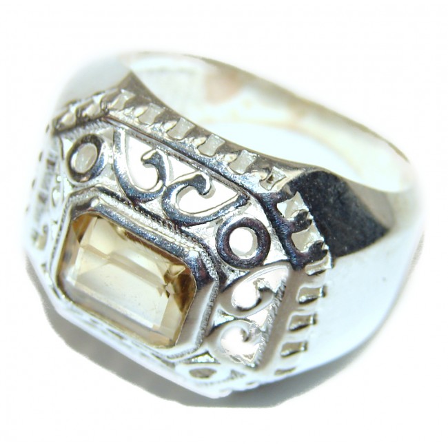 Cocktail Style Natural Citrine .925 Sterling Silver handcrafted Ring s. 7