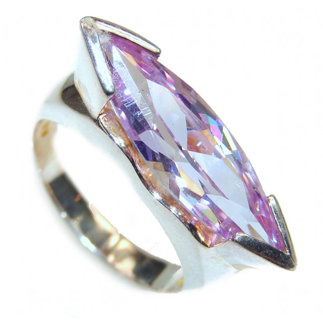 Lilac Cubic Zirconia .925 Sterling Silver handmade Ring s. 9
