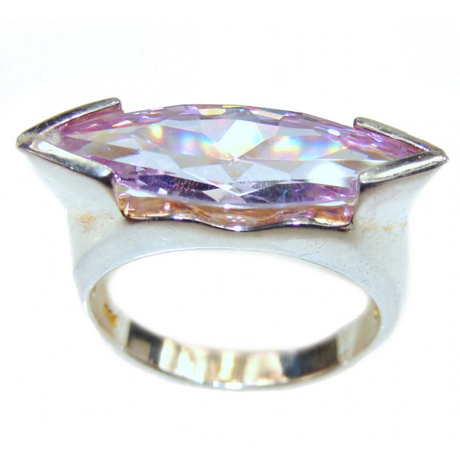 Lilac Cubic Zirconia .925 Sterling Silver handmade Ring s. 9