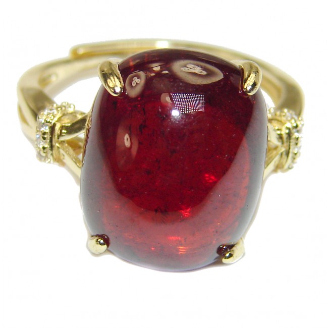 Genuine Ruby 14K Gold over .925 Sterling Silver handcrafted Statement Ring size 7 1/2