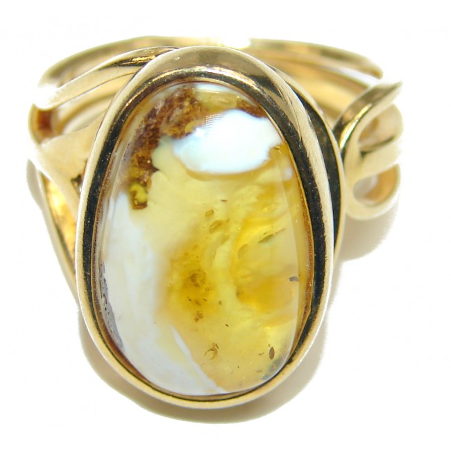Best quality Butterscotch Baltic Amber 14K Gold over .925 Sterling Silver handmade Ring size 7 adjustable