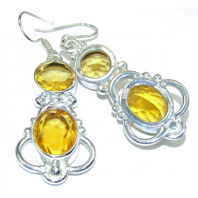 Authentic yellow quartz .925 Sterling Silver handmade earrings