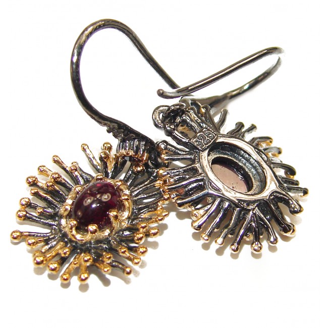 Authentic 8ct Garnet rose gold over .925 Sterling Silver handmade earrings