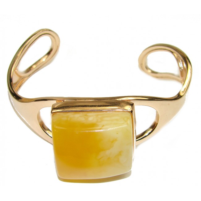Huge Positive Power Genuine Butterscotch Baltic Amber 14K Gold over .925 Sterling Silver handcrafted Bracelet / Cuff