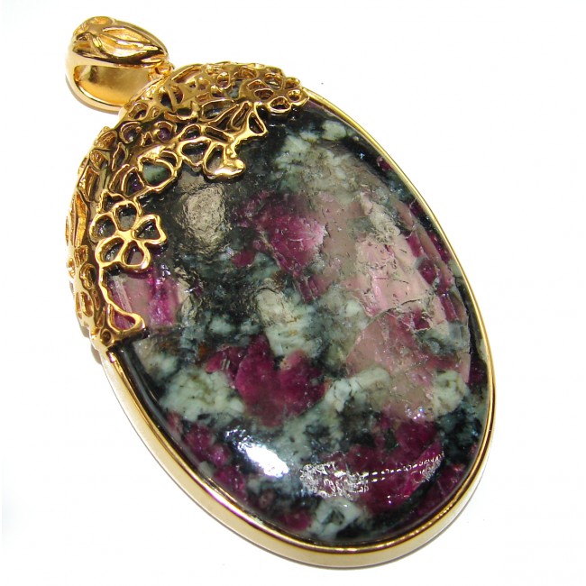 Amazing Ruby in Zoisite 18K Gold over .925 Sterling Silver handmade Pendant