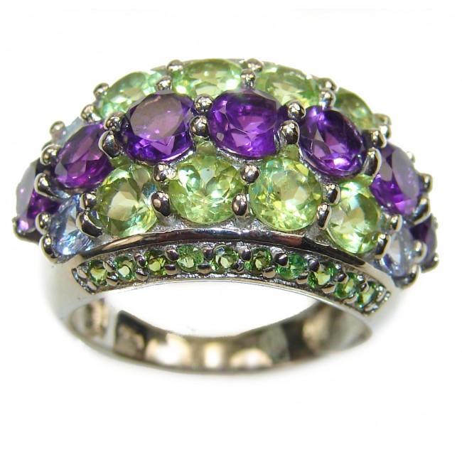 Vintage Style Amethyst .925 Sterling Silver handmade Cocktail Ring s. 7