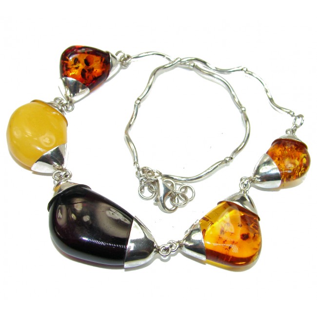 Dazzling qulaity Natural Balitic Amber .925 Sterling Silver handcrafted necklace