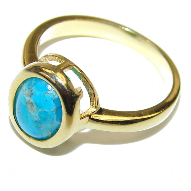 Sleeping Beauty Turquoise 18K Gold over .925 Sterling Silver ring; s. 6