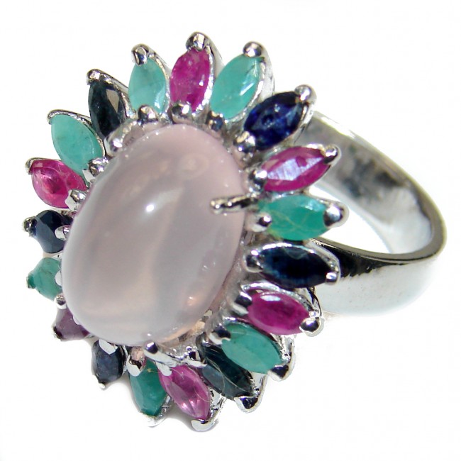 Majestic Bliss Authentic Rose Quartz .925 Sterling Silver Ring size 8 3/4