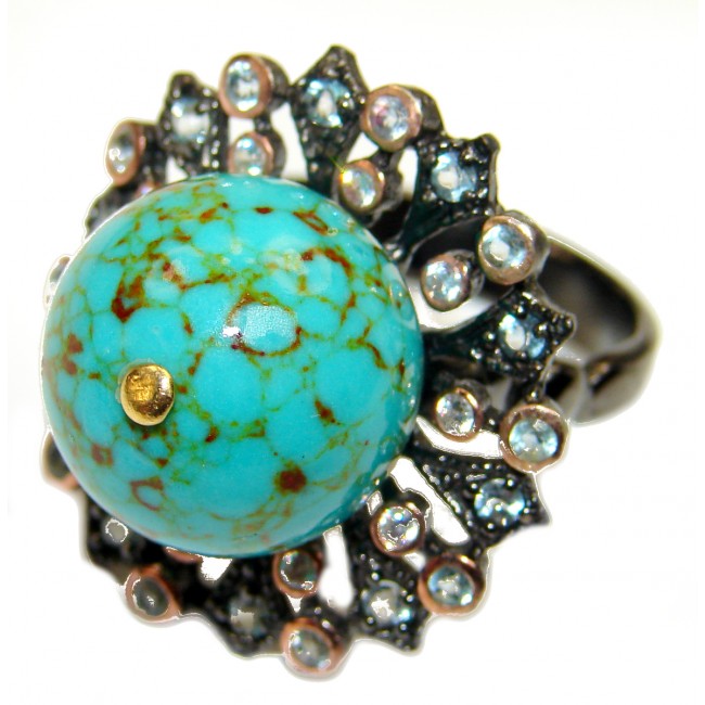 IMPRESSIVE Authentic Turquoise .925 Sterling Silver ring; s. 8 1/4