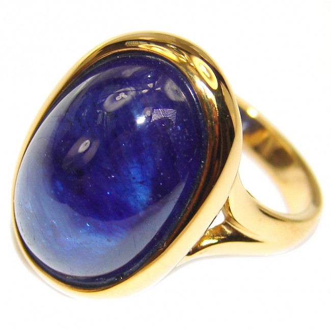 Genuine 26ct Sapphire 18K yellow Gold over .925 Sterling Silver handmade Cocktail Ring s. 5 3/4