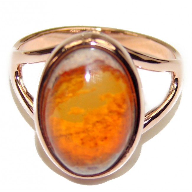 Mexican Opal 18K Gold over .925 Sterling Silver handcrafted Ring size 8 1/4