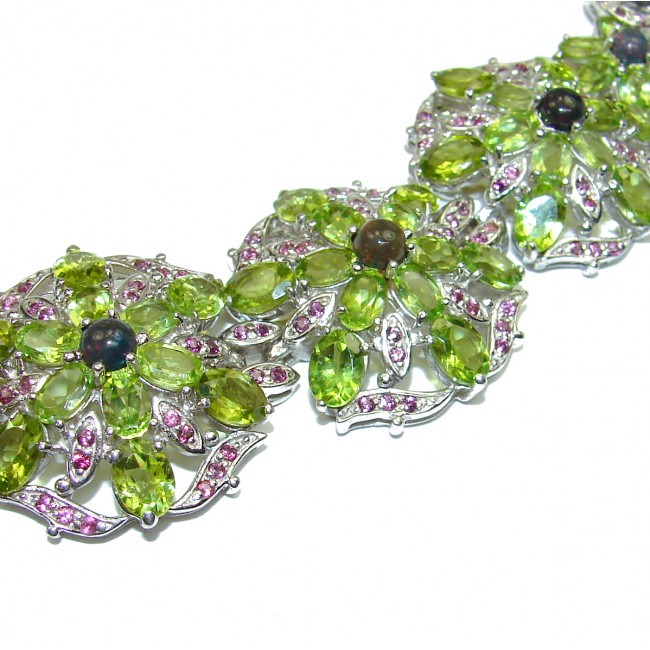 Melissa Chunky Flawless Peridot .925 Sterling Silver handcrafted Bracelet