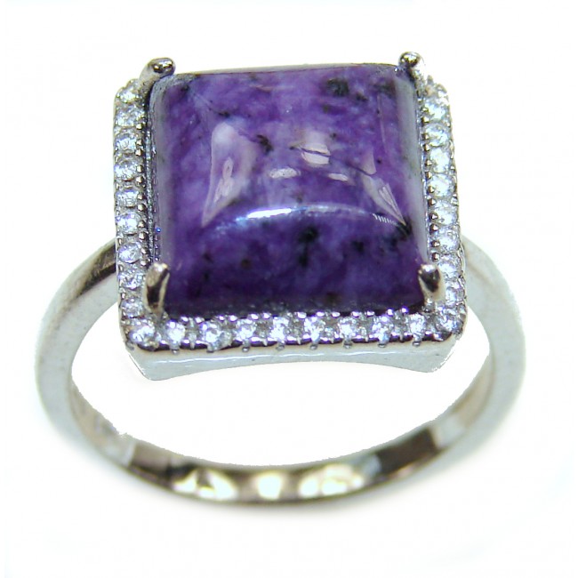 Natural Siberian Charoite .925 Sterling Silver handcrafted ring size 5 3/4