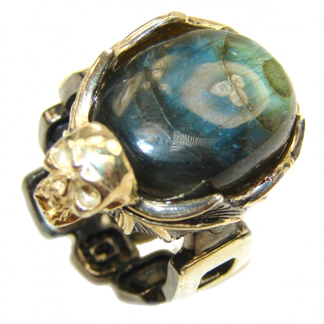 Ghost Rider Labradorite 14K Gold over .925 Sterling Silver Ring s. 10