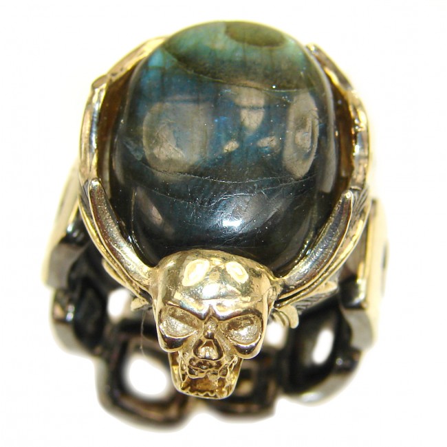 Ghost Rider Labradorite 14K Gold over .925 Sterling Silver Ring s. 10