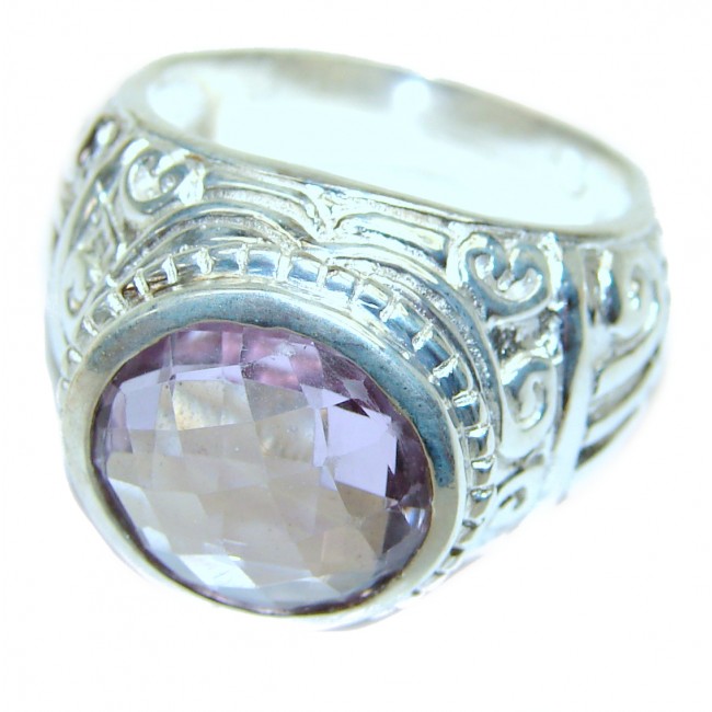 Fancy Pink Amethyst .925 Sterling Silver handmade Ring s. 7
