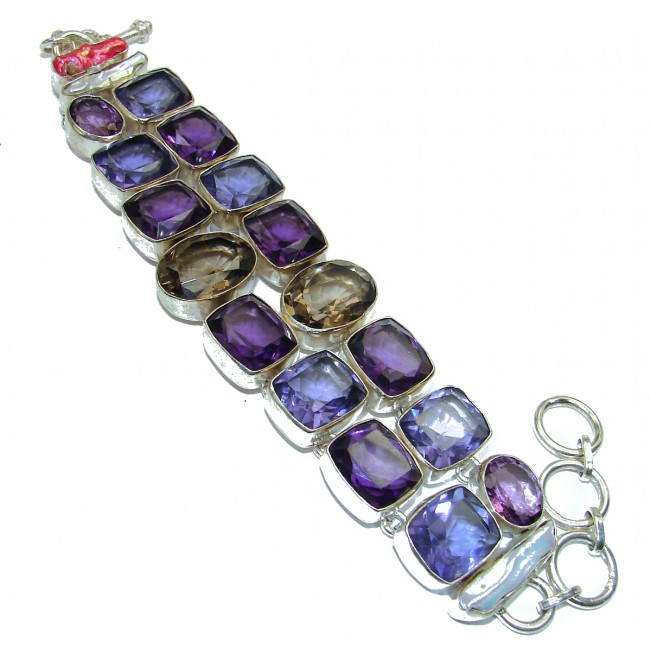 Exclusive Purple Passion Quartz .925 handcrafted Sterling Silver Bracelet