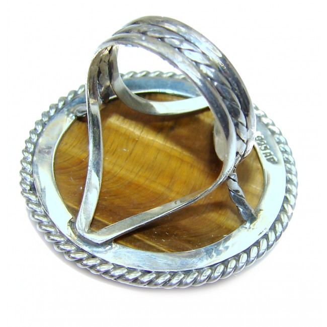 Bold Silky Golden Tigers Eye .925 Sterling Silver handmade ring s. 6 3/4
