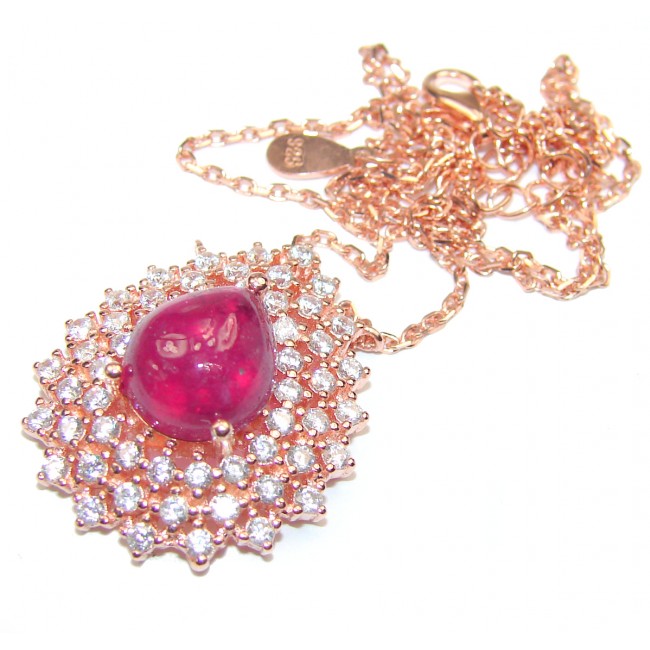 Incredible quality Ruby 18K Rose Gold over .925 Sterling Silver necklace