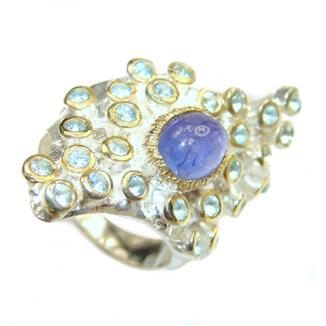 Authentic African Tanzanite Kyanite .925 Sterling Silver handmade Ring s. 7 1/4