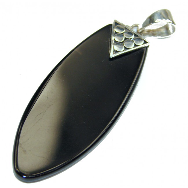 Natural huge best quality Black Onyx .925 Sterling Silver handmade Pendant
