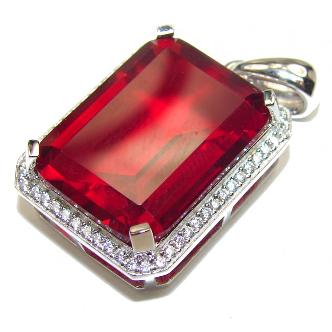 Large 85ctw Deep Passion Helenite .925 Sterling Silver Pendant