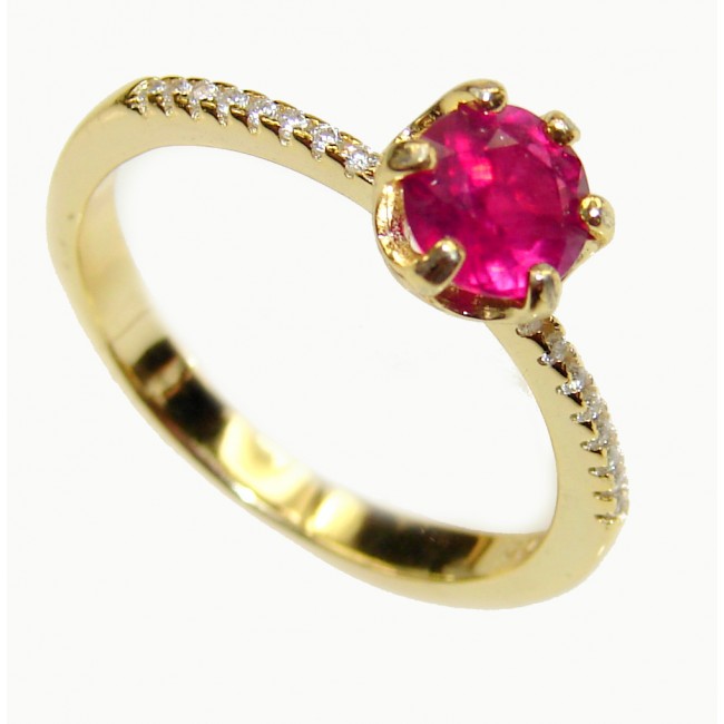 Authentic Ruby 18K Gold over .925 Sterling Silver ring; s. 8