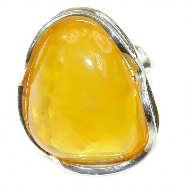 Best quality Butterscotch Baltic Amber .925 Sterling Silver handmade Ring size 6 adjustable