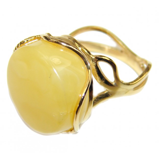 Best quality Butterscotch Baltic Amber 14K Gold over .925 Sterling Silver handmade Ring size 6 adjustable
